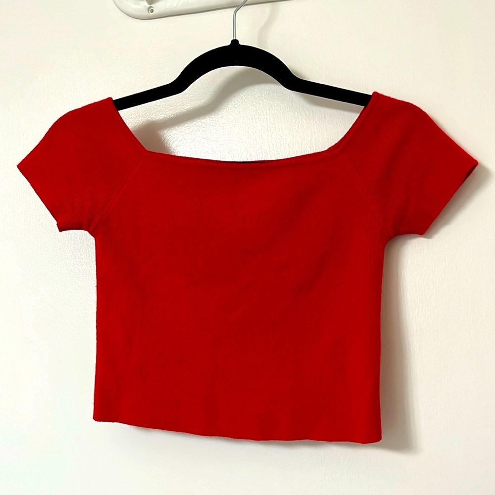 Red Going Out Cozy Crop Top